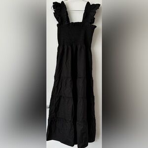 RARE Hill House Home Ellie Nap Midi Dress Sleeveless textured Black Dot M
